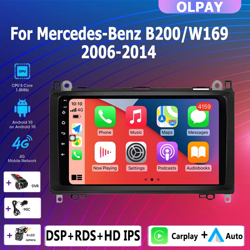 

2DIN auto android 12 radio multimedia player For Mercedes/Benz/W169 W245 W639 W906 Sprinter B160 B170 B200 TPMS DAB + OBD2 DVD