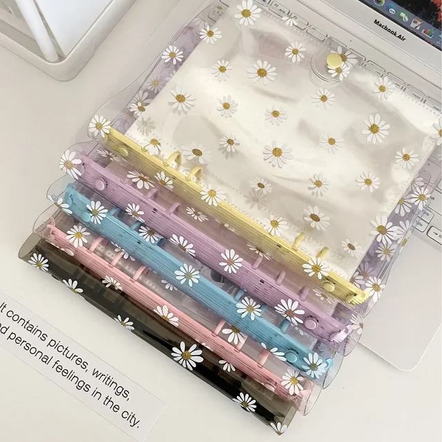 Classeur Transparent Daisy A5 Kpop, organisateur d'album Photo, carte photo, couverture de livre de collection avec 6 anneaux, Journal intime, fournitures scolaires 6