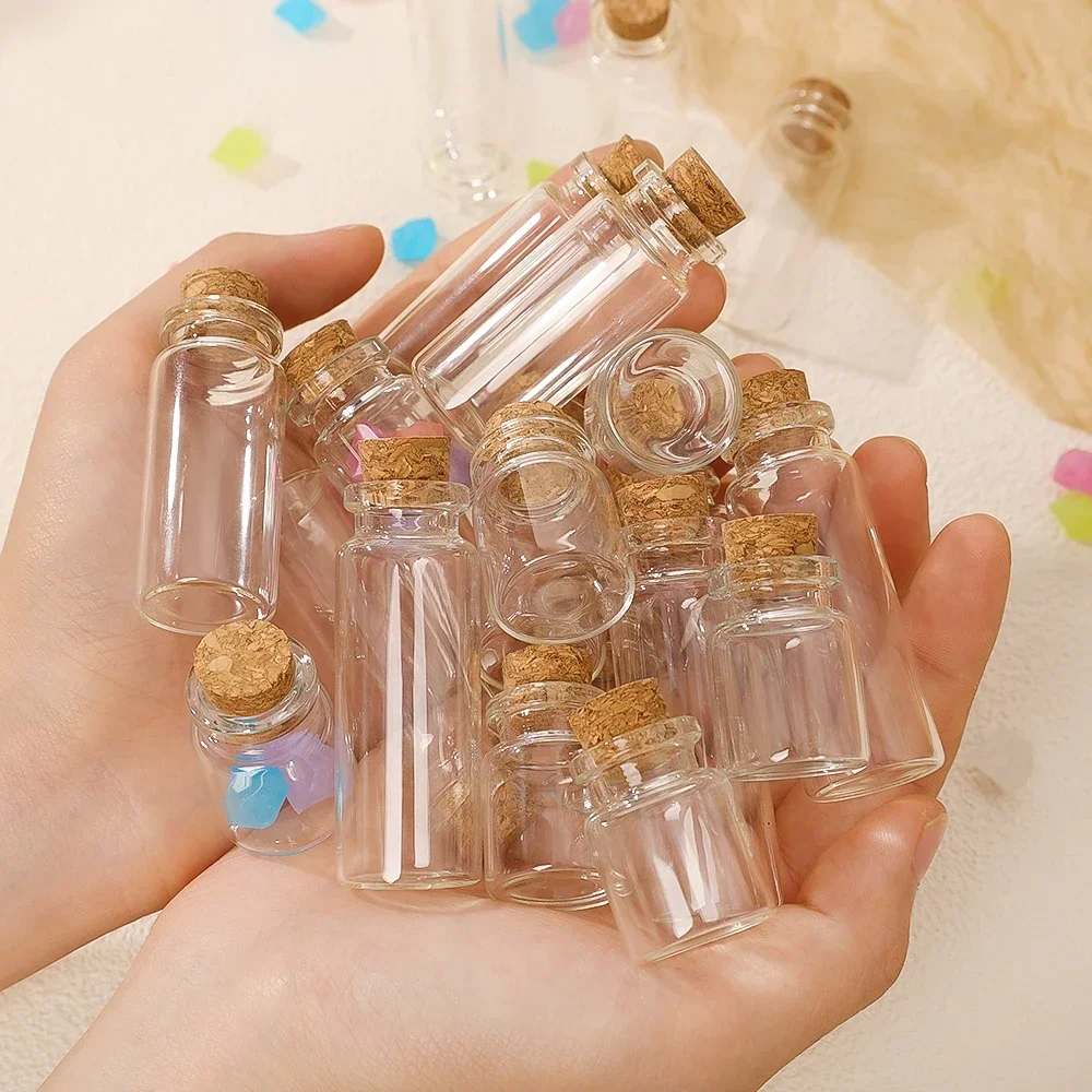 10Pcs Mini Clear Glass Bottles with Cork Stopper Wishing Drifting Bottles Wedding Party Decor DIY Craft Glass Spice Jars Vials 4