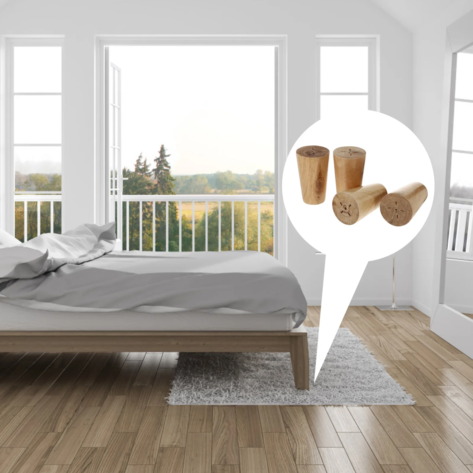 

4 Pcs Sofa Legs Furniture Restoration Couch Round Solid Wood Anti-moisture Bearing Weight Bun Feet Wooden Cabinet