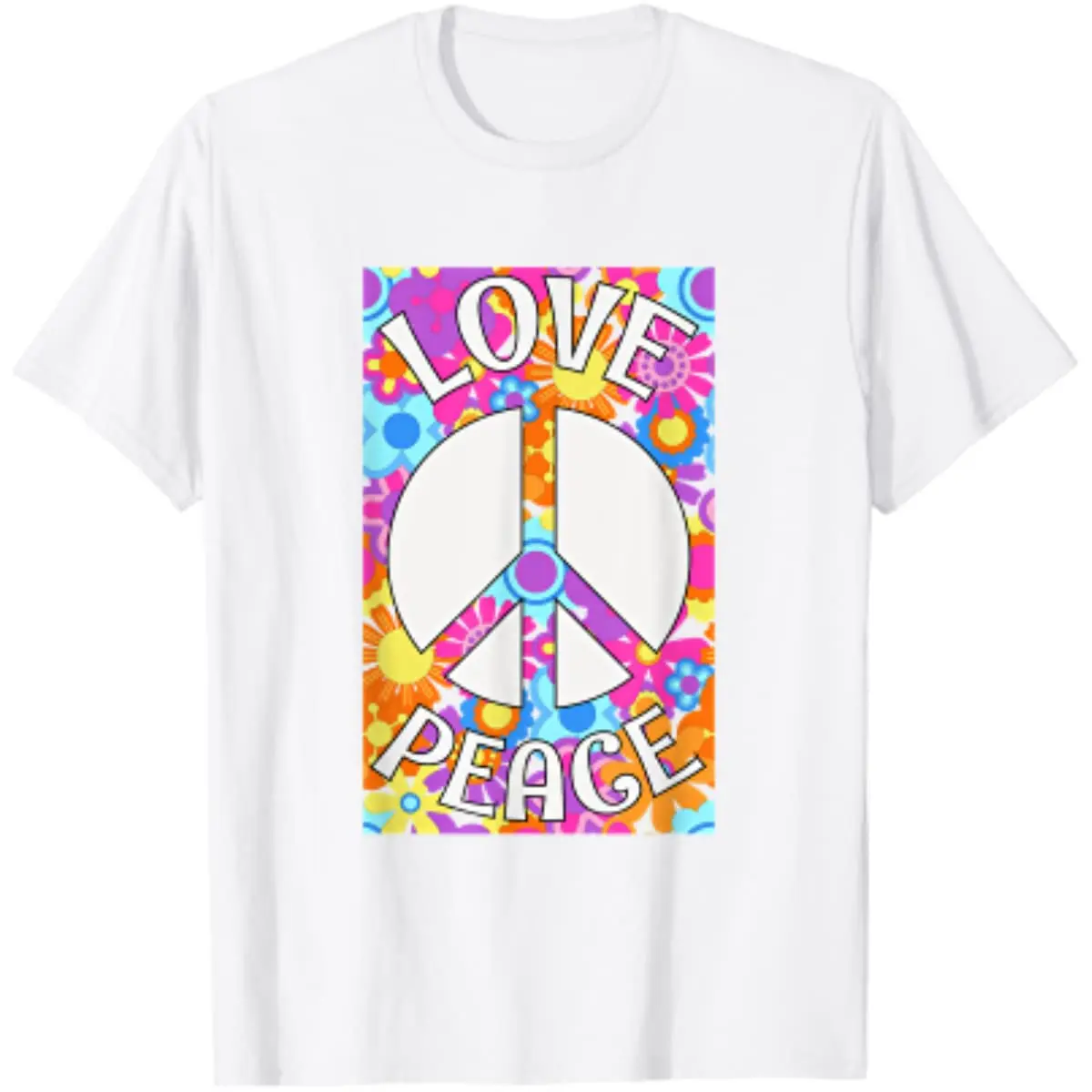 

Love Peace Sign Tee 60s 70s Dye Tie Dye Peace Hippy Tee T-Shirt Four Seasons Daily Cotton Casual Tees Streetwear 1981 Shirt
