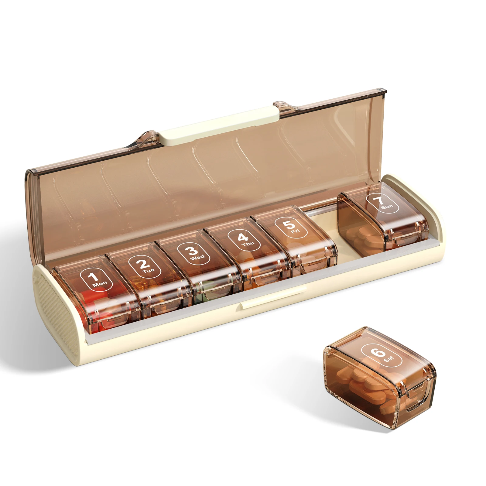 Weekly Pill Organizer - Portable, Large-Capacity Dispenser with Easy-Access Compartments, Dustproof & Moisture-Proof Design for Secure Outdoor Medication Storage