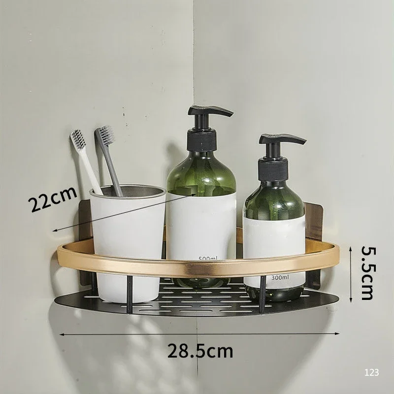 Kitchen Storage bathroom shelves Organizer Aluminum Alloy Shower Shelf  Accessories Shampoo Rack multi-scenario No Drill Shelf 3
