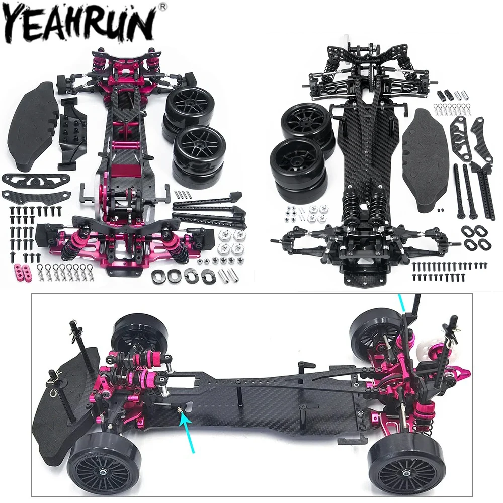 

YEAHRUN Alloy & CF Chassis Sakura D5S Frame Wheel Rims Kit Remodel Belt Drive 1/10 RWD MR Drift Car Upgrade Parts