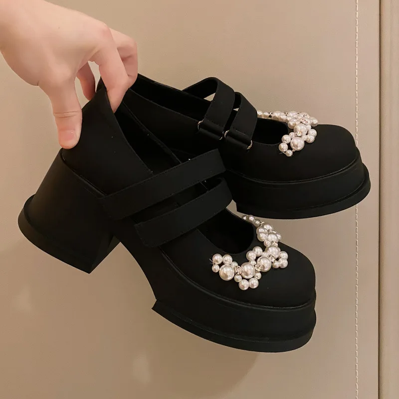 

Кроссовки женские на платформе, повседневная обувь на плоской подошве, квадратный носок, криперы, нейтральный Средний крючок-липучка, R