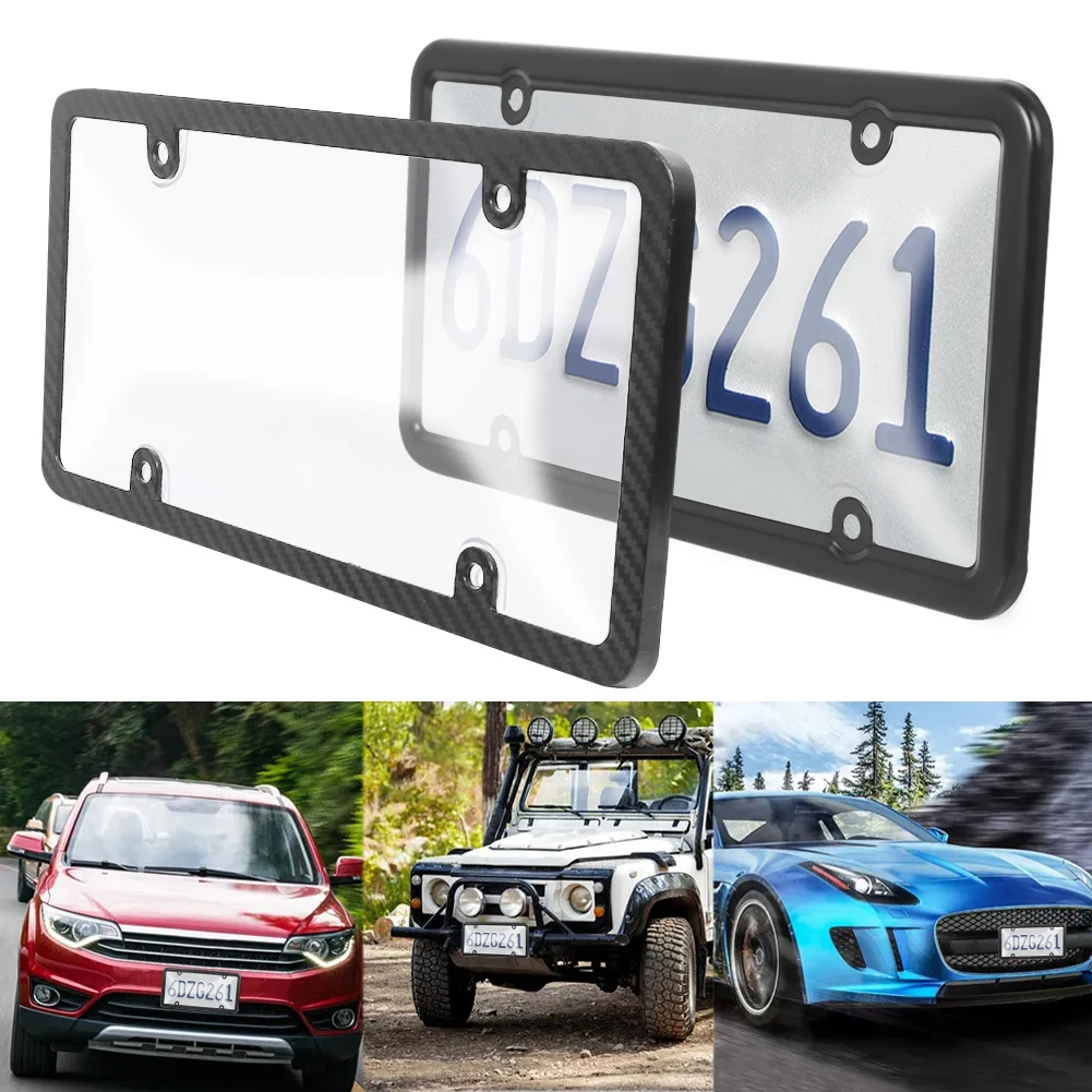 

2PC Universal 12in x 6in Aluminum Alloy US Car License Plate Frame Cover Auto Number Plate Holder Car Decoration