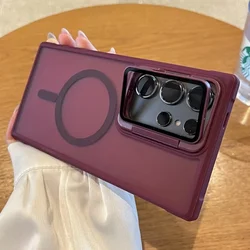 Silky Feel Matte Magnetic Phone Case with Camera Holder Cover - Galaxy S20 FE (Red)
