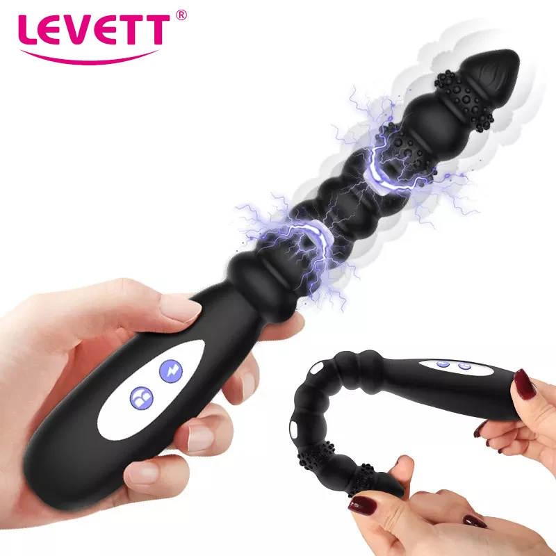 Vibrator sex toy electric shock pulse anal beads dildo for men women prostate clitoris