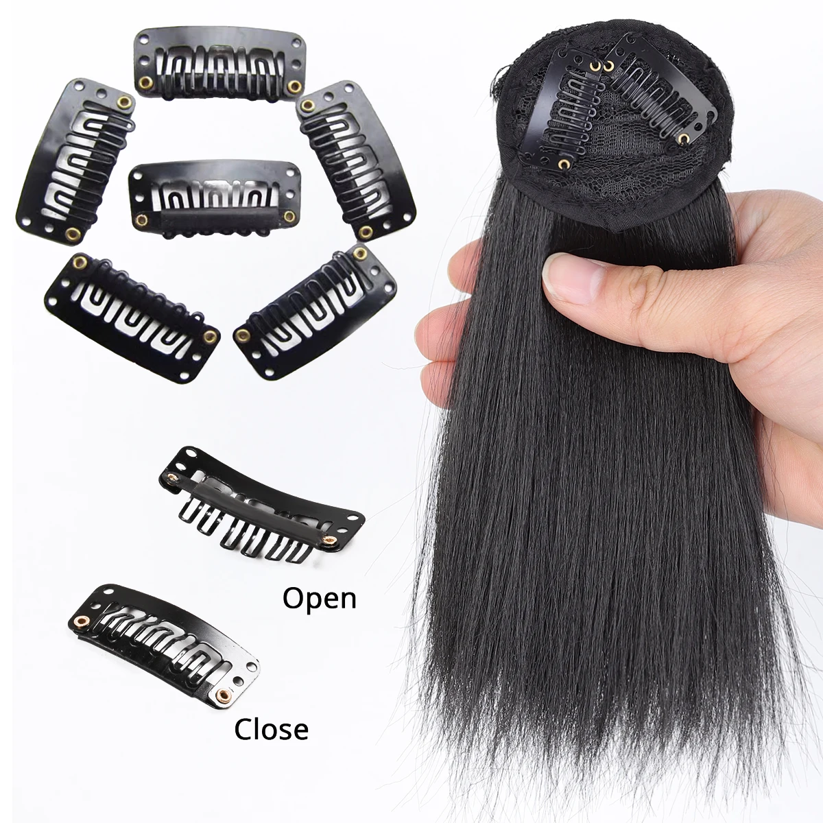 Straight hair synthetic hair pad clip to extend women's natural wigs women's invisible hair clips to add extra volume pieces