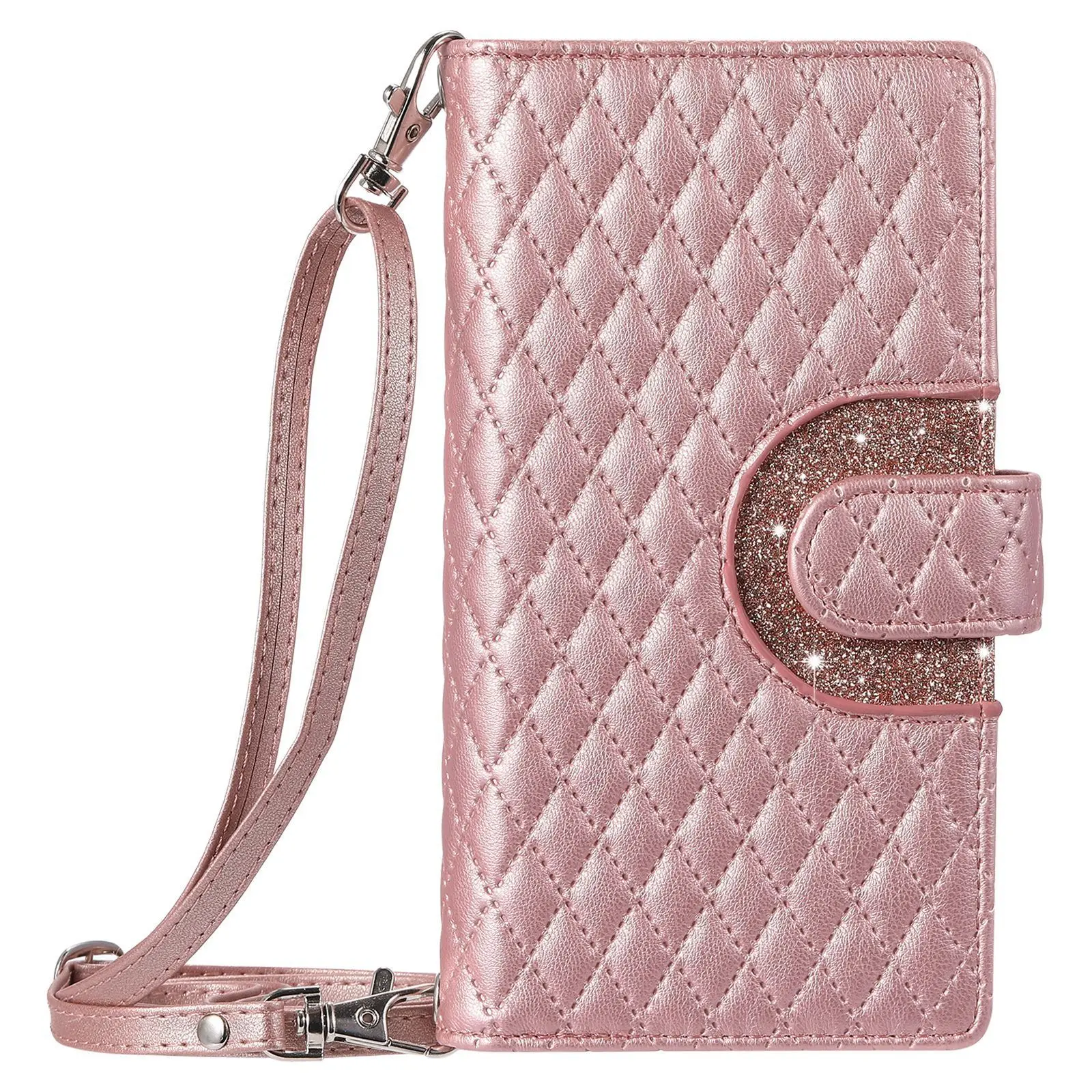 Luxury Multi 9-Card Zipper Case Leather Crossbody Wallet Cover