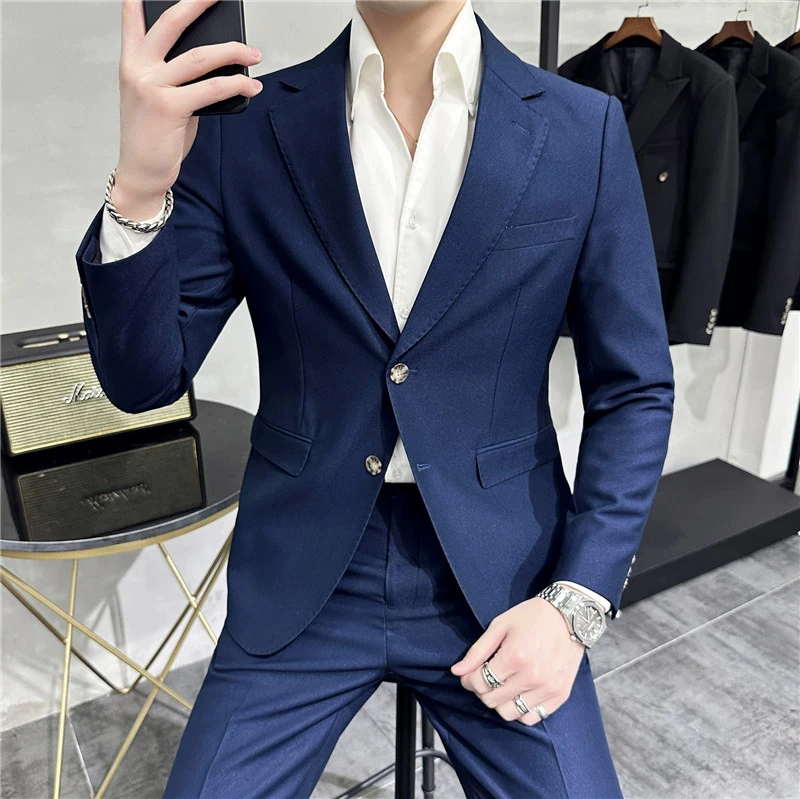 

2023 Superior Sense Suit Two-piece (suit + Trousers) Wedding Fashion Suit Business Handsome Trend All Match Casual Texture