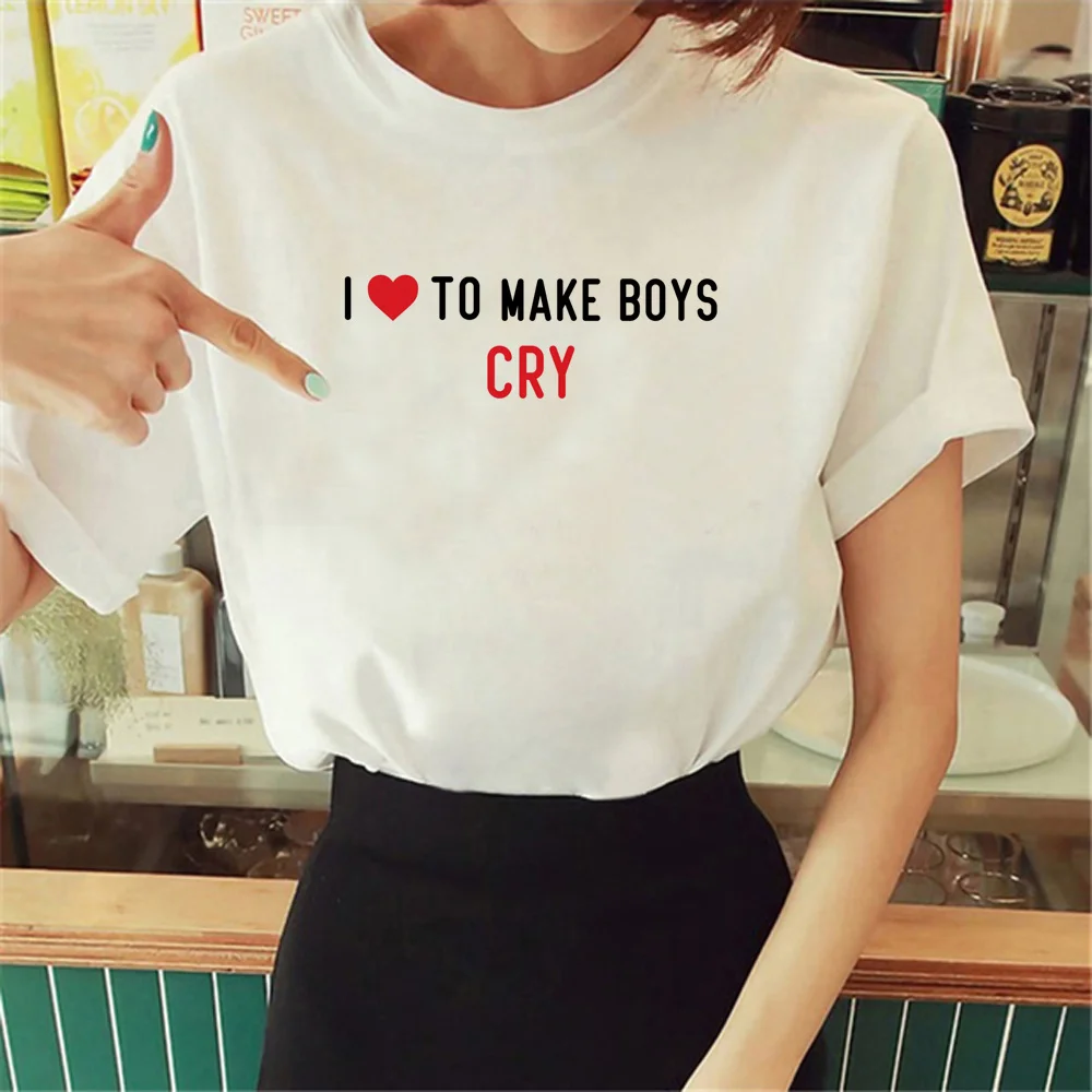 

i Love to Make Boys Cry Tee women anime Y2K manga Tee female 2000s harajuku manga clothing