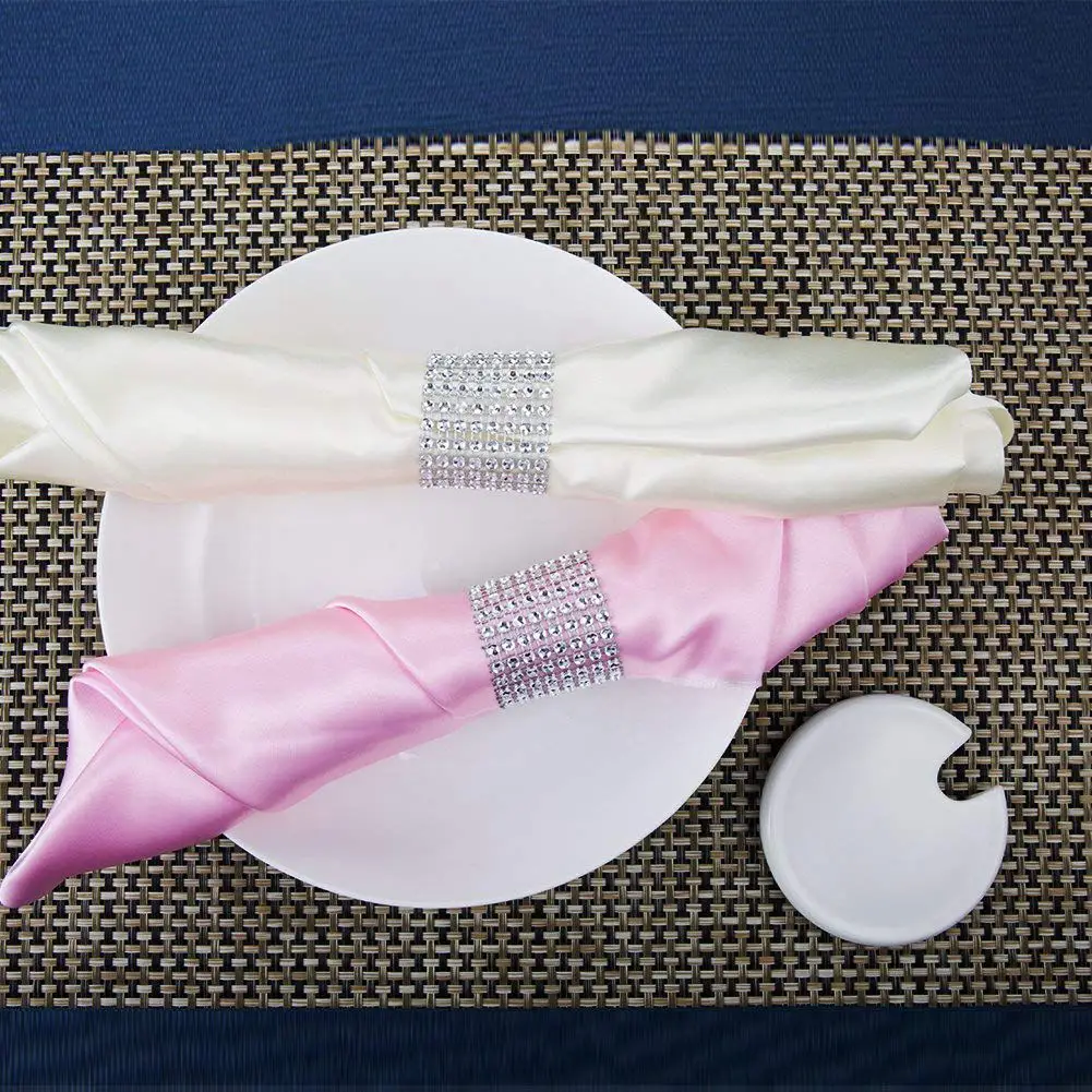 Napkin Rings Rhinestone Napkin Rings Adornment For Wedding Party (100 PCS, Silver)