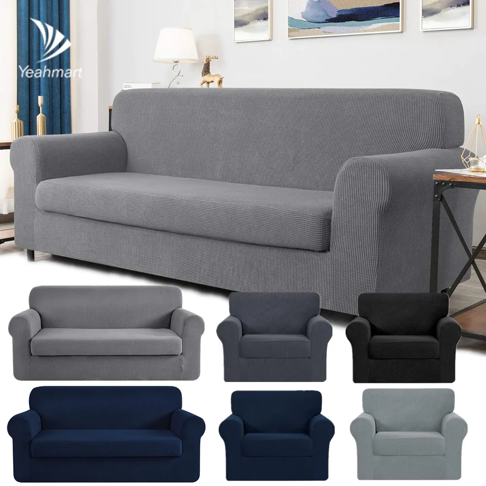 

Stretch Sofa Cover 1 2 3 Seater with Cushion Cover Jacquard Velvet Fabric Slipcover for Living Room L-shaped Furniture Protector