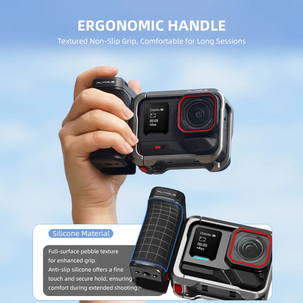 Insta360 Ace Pro 2/X5용 블루투스 리모컨이 포함된 플라이마일 카메라 그립 스트리트 핸들 사진 액세서리