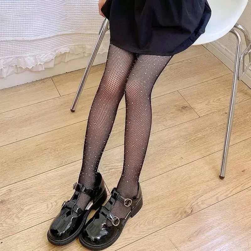 Fishnet Shiny Nylon Thin Breathable Pantyhose for Kids Girls Glitter Leggings Stocking Sock Mesh Elastic Chic School Socks