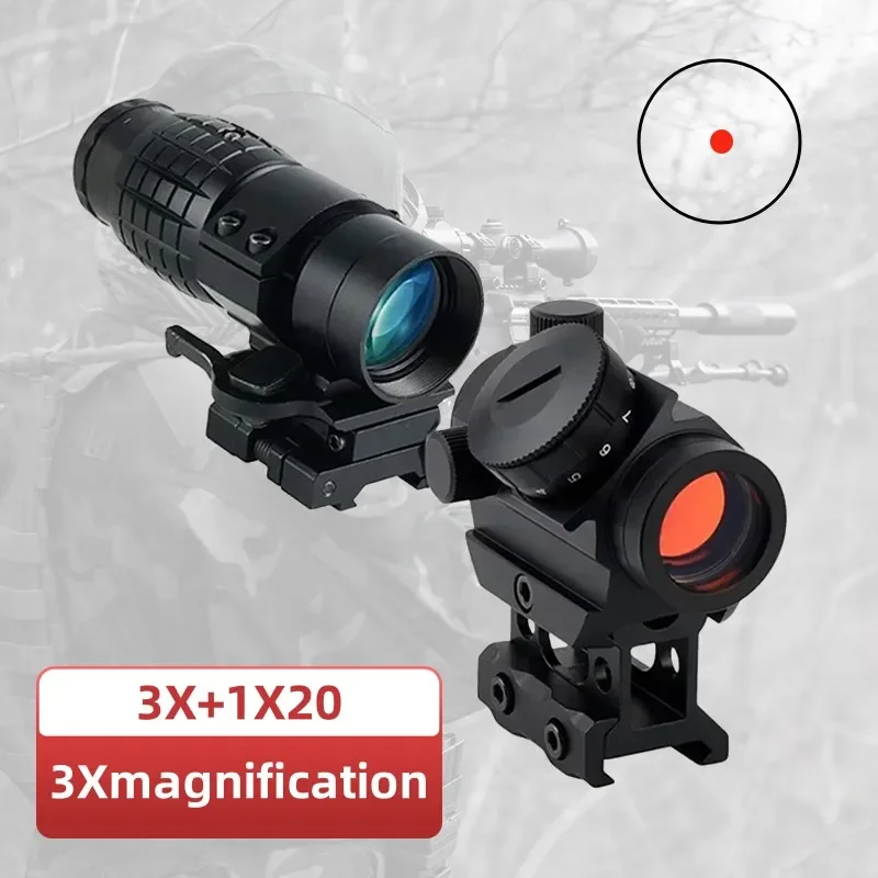 

3X Amplify Scope 1x20 Red Dot Combo Sight Tactical Rifles Scopes Flip Up Cover Install Shockproof Fog-Proof Riflescope Hunting