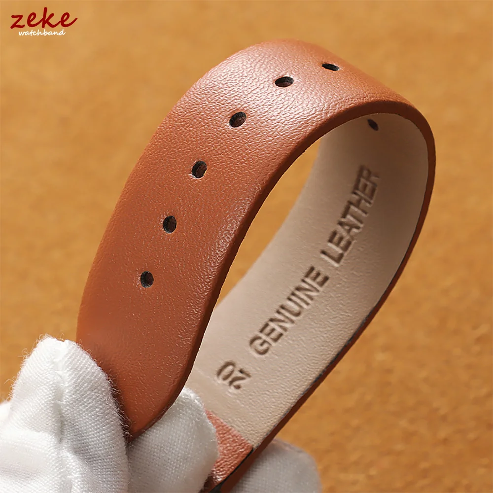 Sleek Genuine Leather Watch Band with Butterfly Buckle