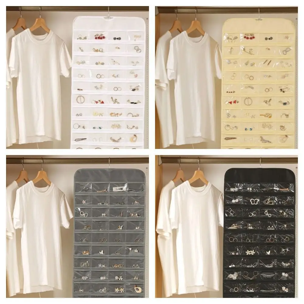

2 Pcs Double-Sided Necklace Earring Holder Nonwoven Accessory Organizer Large Necklace Hanger for Travel Closet Door Wall