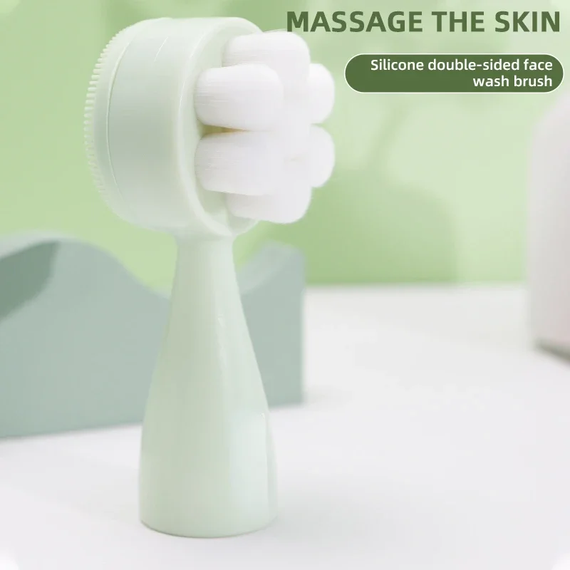 

Brainbow Face Wash Brush Double-sided Manual Massage Cleanser Deep Pore Cleaning Silicone Soft Face Washing Tools