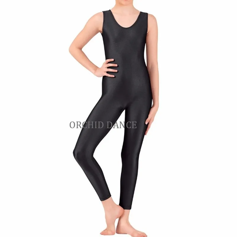 

Hot Sale Cheap Kids Girls Gymnastics Dance Wear Shiny Tank Black Body Danza