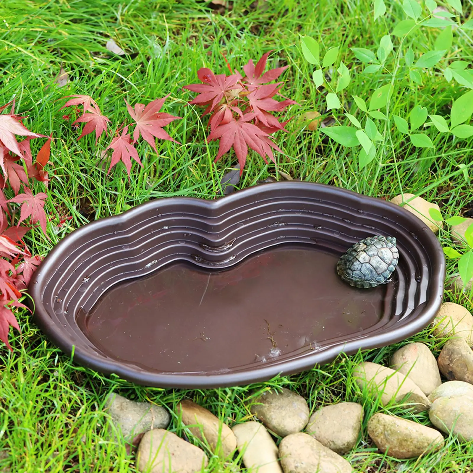 Reptile Bathing Pool Amphibians Accessories Large with Ramp Reptile Water Bowl for Tortoise Turtle Hamster Scorpion Leopard 1