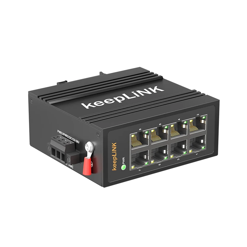 KeepLiNK 산업용 8포트 기가비트 이더넷 스위치 비관리형 플러그 앤 플레이 10/100/1000BASE-T 알루미늄 하우징 IP40