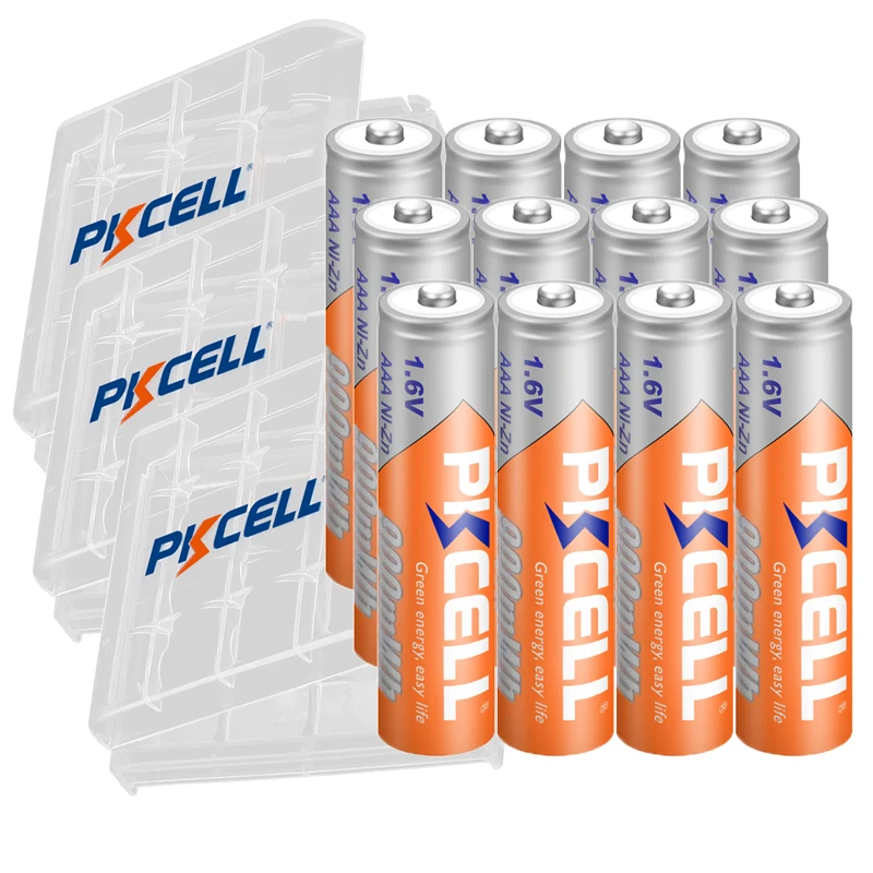 4/8/12PC PKCELL 900mWh AAA Battery 1.6V Ni-Zn AAA Rechargeable Batteries and AA/AAA Battery Box For Camera Toys Flashlight