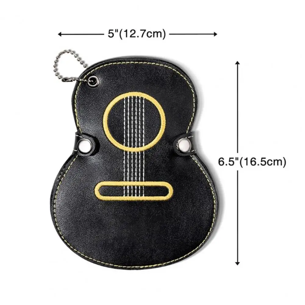 Guitar Pick Holder Faux Leather Guitar Picks Case Keychain with 17 Slots Guitar-shaped for Musician for Guitarist