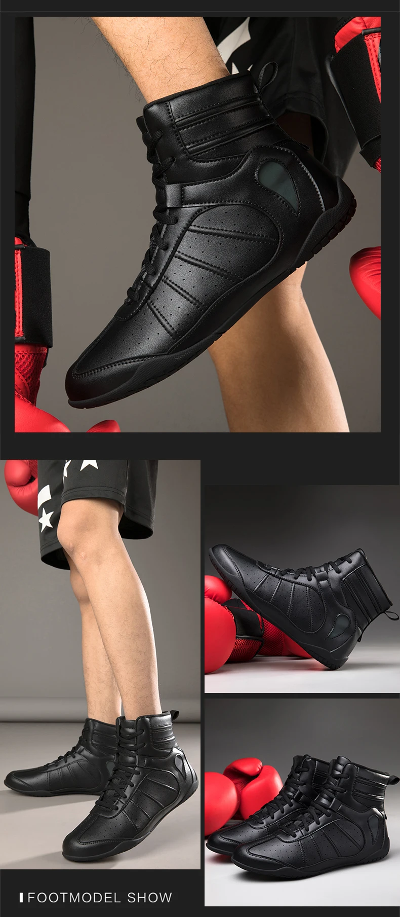 Verschleißfeste, rutschfeste, faltbare Box-Trainingsstiefel für das Fitnessstudio, professionelle, neue, atmungsaktive Wrestling-Schuhe für Herren und Damen – Detail 5