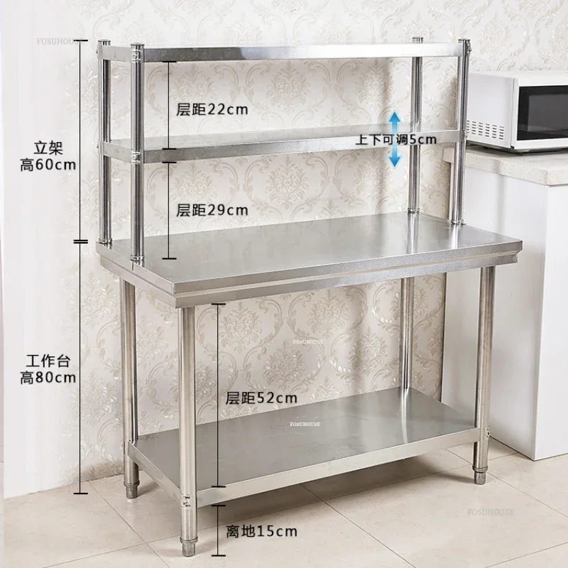 Stainless Steel Workbench Kitchen Cabinets Countertops Storage Racks Hotel Kitchen Console Load Tables Modern Kitchen Furniture 6