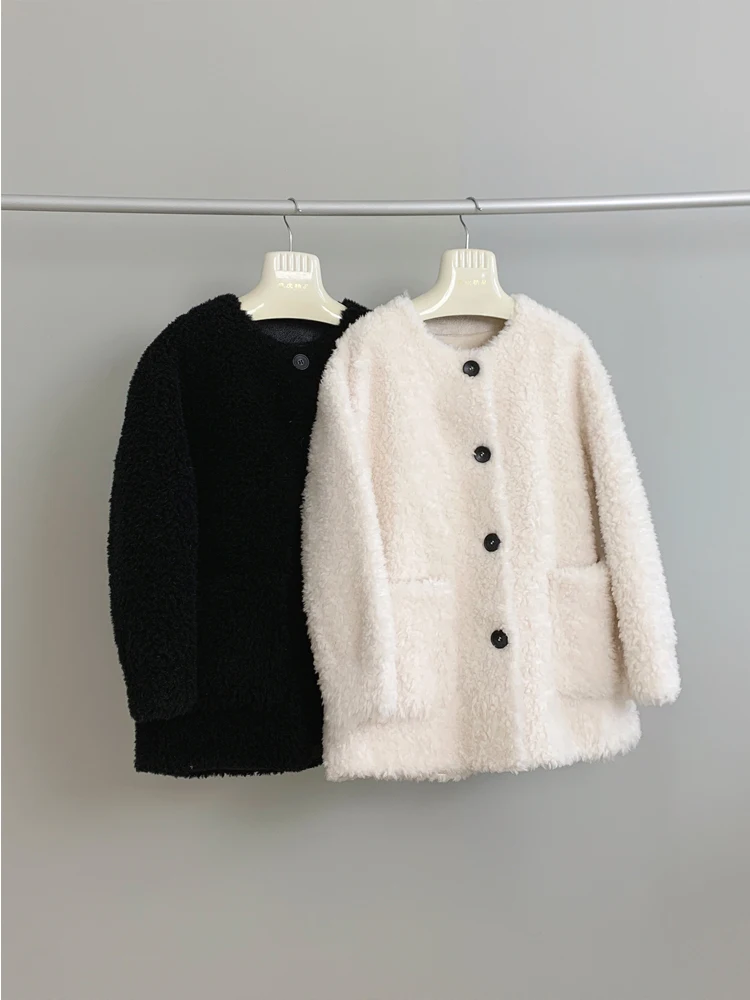 

Round neck hole really bothers with the same style Australian lamb wool sheep shearing fur coat for young women