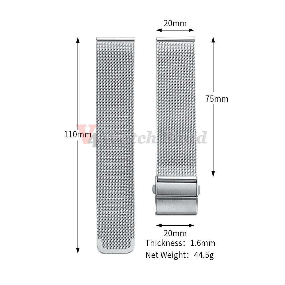 Elegant Milanese Mesh Loop Stainless Steel Watch Strap with Quick Release