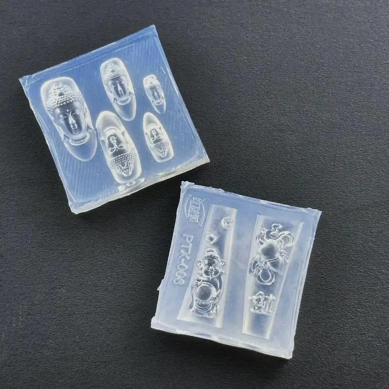 부처님 머리 부의신 3D 아크릴 몰드 네일 아트 장식 DIY 실리콘 매니큐어 템플릿 네일 참 장