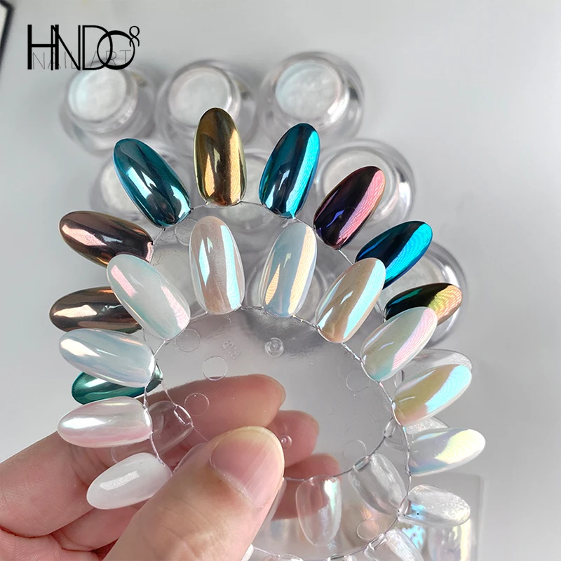 HNDO 9 Color Aurora Moonlight Nail Powder Chameleon Glitter Pigment Dust Mirror Effect for Profession Manicure Nail Art Design