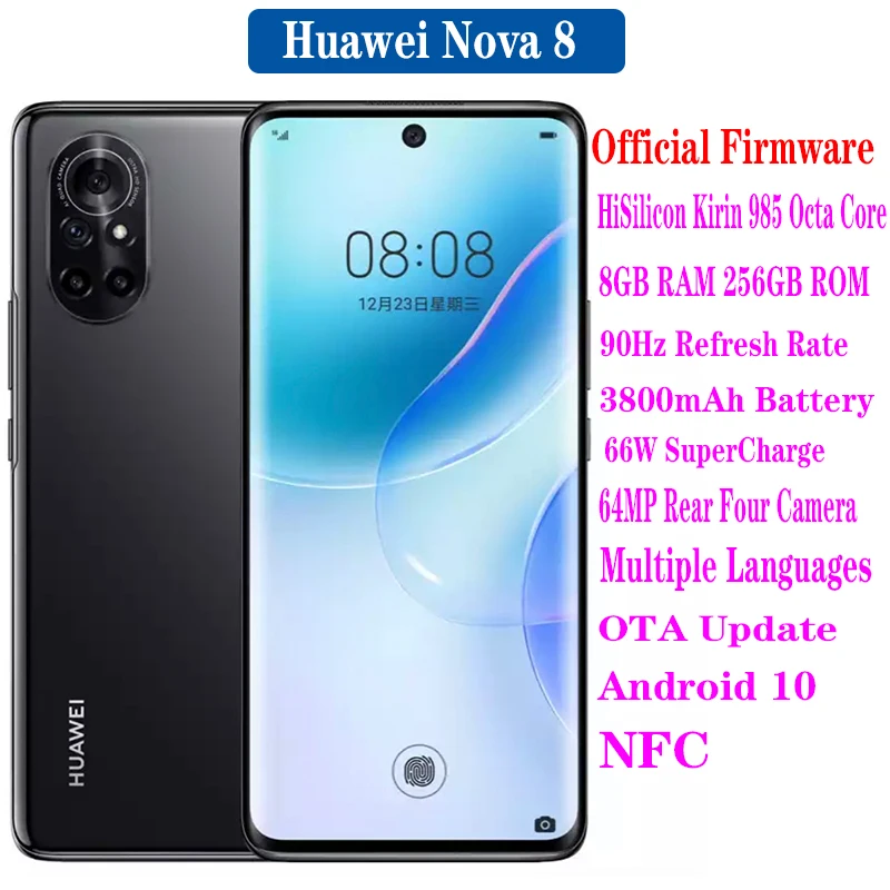 Indeholde Thorny sponsoreret Huawei Nova 8 5g Cell Phone Hisilicon Kirin 985 Octa Core 8gb Ram 128gb  256gb Rom 6.57 Inch 90hz 64mp Camera 3800mah 66w Nfc - Mobile Phones -  AliExpress