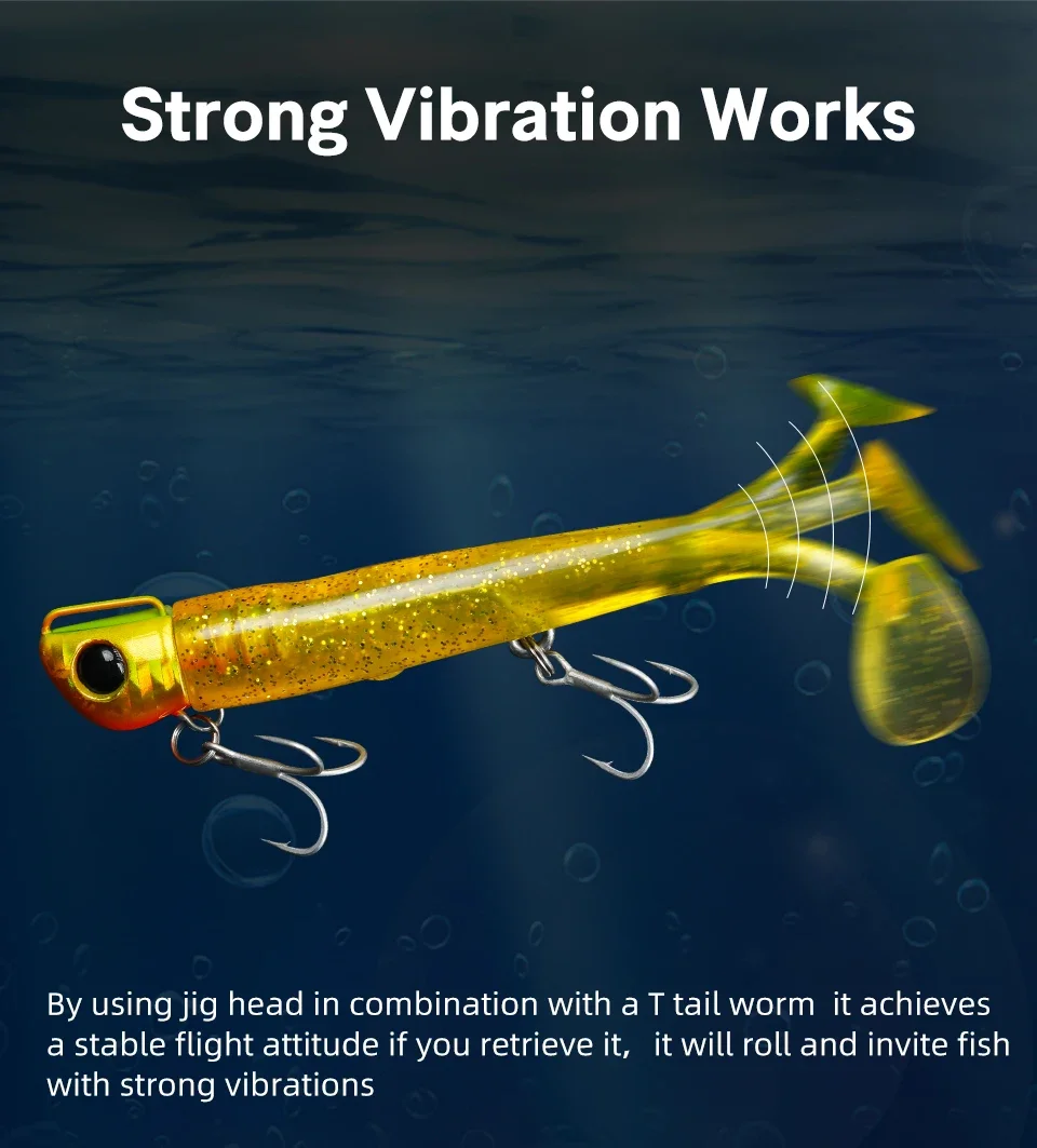 TSURINOYA T Tail Soft Worm 110mm 35g Ultra Long Casting Fishing Lure For Seabass Flounder Sea Fishing Soft Bait With Jig Hooks 2