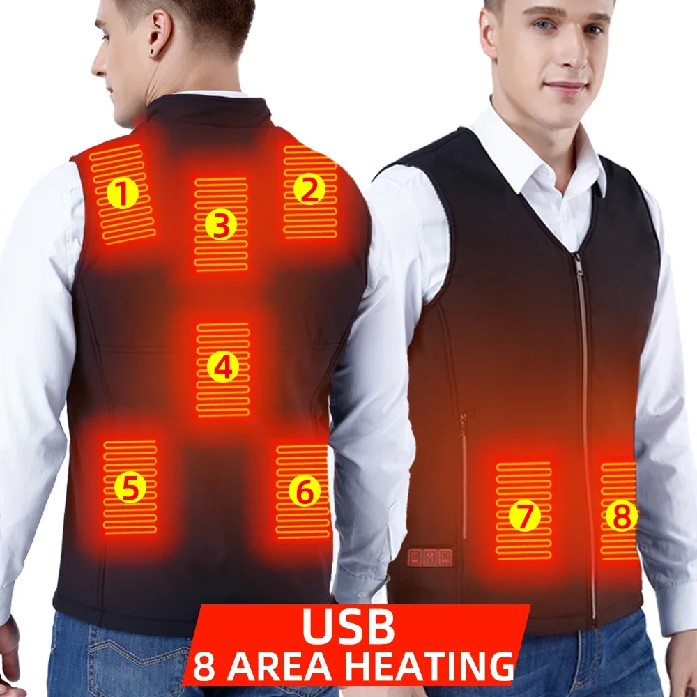 Winter Mens Thermal Clothing Electrical Cotton Heated Vests USB Heating Down Jacket Warm Sleeveless Women Fishing Hunting heated jacket