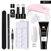 Poly Nail Gel Set to Extension 3D Acrylic Crystal Fingertips with LED/UV Lamp Tools /White/Clear/Nude Chooses All for Manicure 3