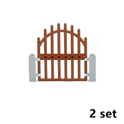 DIY City Friends House Building Blocks Set with Fence, Stairs, Ladder, Gate, Door, Window, and Garden Figures (Brown D)