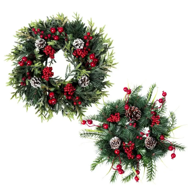 

Christmas Wreath Door Wreath Red Flower Navidad Party garland Wall Door Window Fireplace Staircase Balcony Garden Wreath