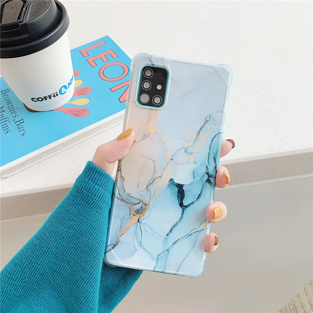 kawaii phone case samsung Cao Cấp Đá Cẩm Thạch Ốp Lưng Dành Cho Samsung Galaxy Samsung Galaxy S20 FE Note 20 Cực A51 A71 S10 Note 10 Plus A50 A10 A20 s21 S22 Ốp Viền Chống Sốc kawaii samsung cases Cases For Samsung