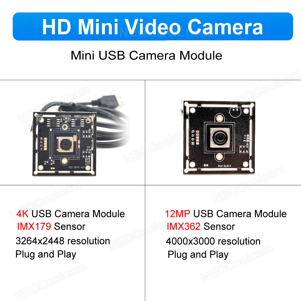NEOCoolcam HD 12MP IMX362 USB Autofocus Camera Module 4K IMX179 No Distortion Lens UVC OTG Plug and Play Usb Video WebCam