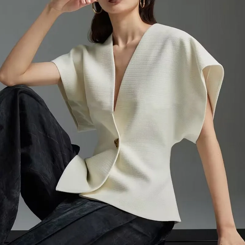 

Асимметричный женский жилет без рукавов в летнем стиле, тонкий кардиган