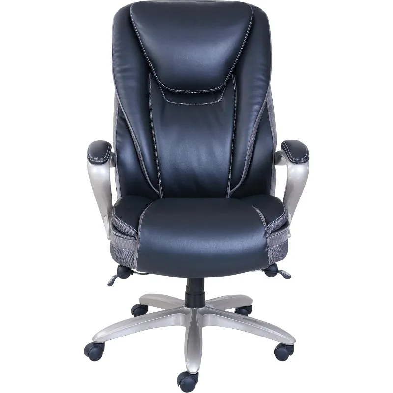 Serta® Smart Layers™ Hensley Big & Tall Ergonomic Bonded Leather High-Back Office Chair, Black/Silver 4