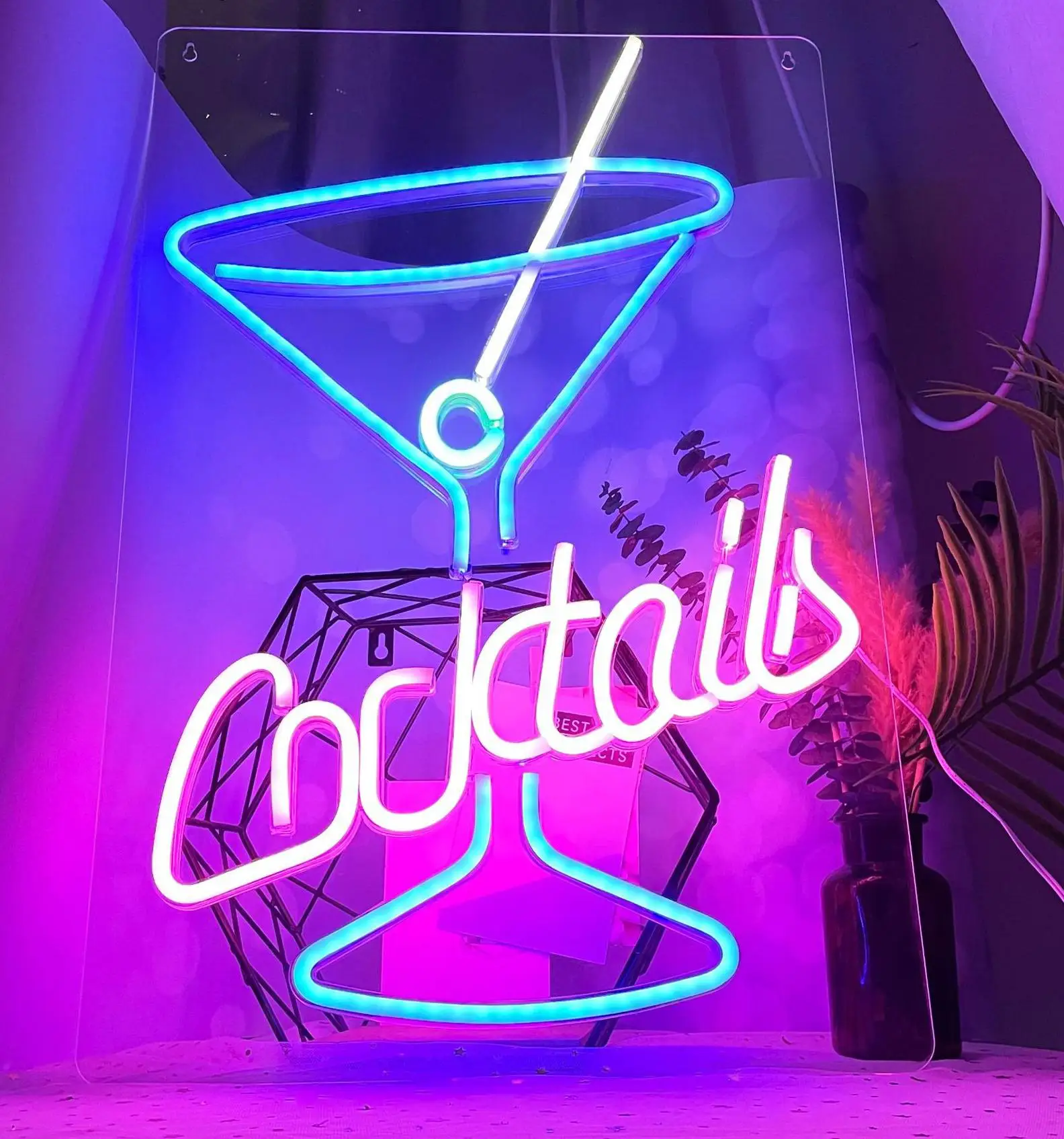 

Новый светодиодный неоновый акриловый USB коктейльный настенный фонарь, атмосферный знак, рекламный декоративный фонарь