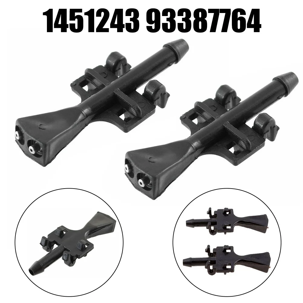 

Durable Wiper Washer Jet Nozzle Spray 1451243 93387764 2pcs ABS Plastic Black Front Left Auto Replacement Parts
