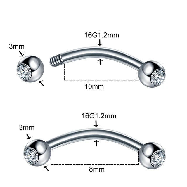 1PC Steel Eyebrow Banana Piercings Curved Barbell Ring Lip Labret Tongue Piercings Daith Helix Earring Piercings Body Jewelry 2