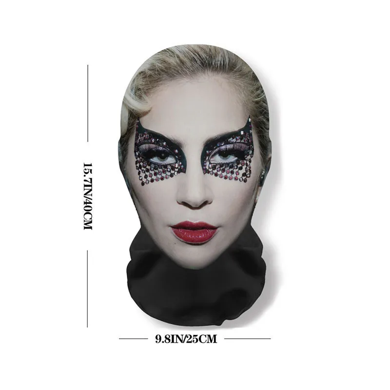 3D Printed Funny Mask Cosplay Pop Singer Lady gaga Full Face Elastic Mesh Breathable Balaclava Headcovers