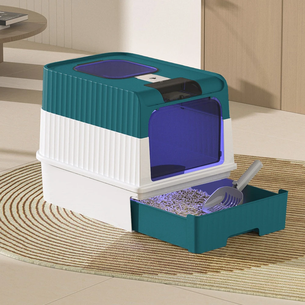 Tieker fully enclosed UV sterilizing cat litter box top entry splash-proof cat toilet large capacity : uk Stock, 4 Days Free Delivery, & No Order Amount limit